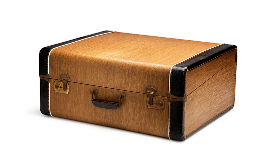 Antique Vintage Suitcase Isolated on White with Clipping Path