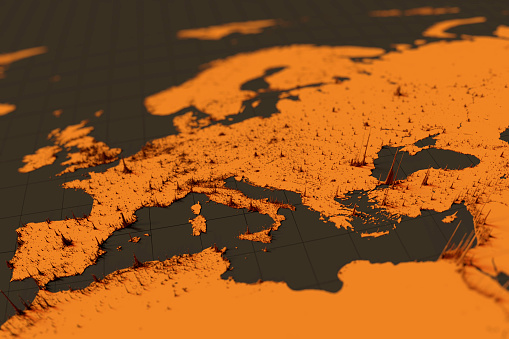 population density on world map,  Real population data used.( https://hub.worldpop.org/project/categories?id=18)  Spikes represent cities.