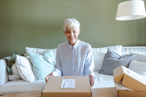 istock Senior woman received an online order 1480109452