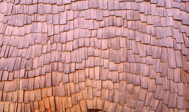 Old wooden shingles stock photo