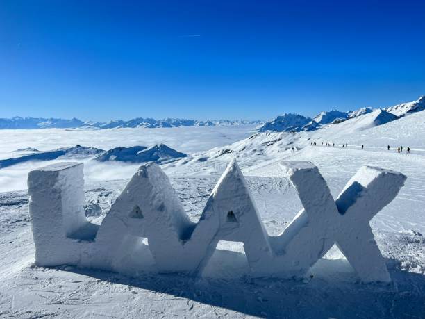 락스 스키리조트 - landscape laax graubunden canton switzerland 뉴스 사진 이미지