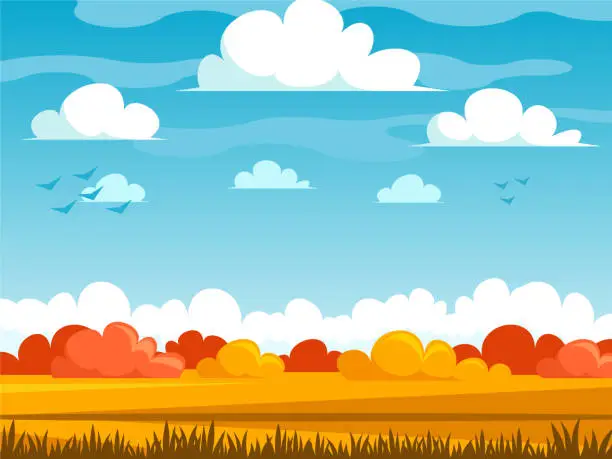 Vector illustration of Autumn simple nature background