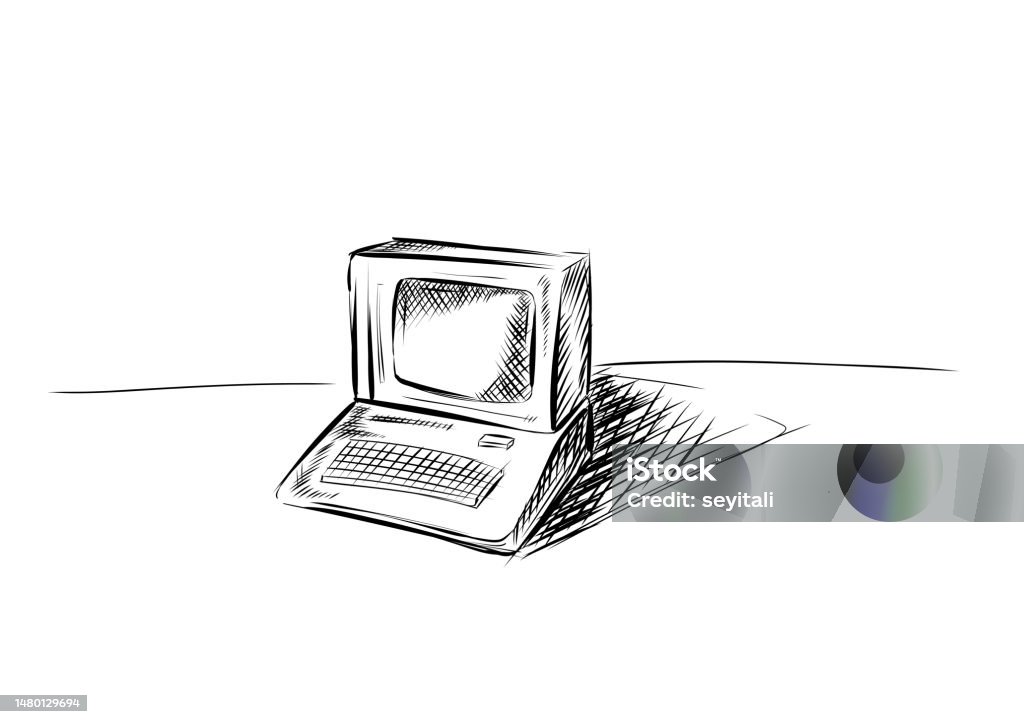 1960 Computer Drawing Old Computer Stock Illustration - Download Image Now - Abstract ...