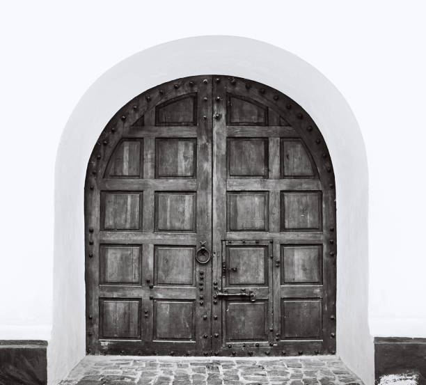 istock Ancient beautiful gate door. Black and white photo. 1480135712