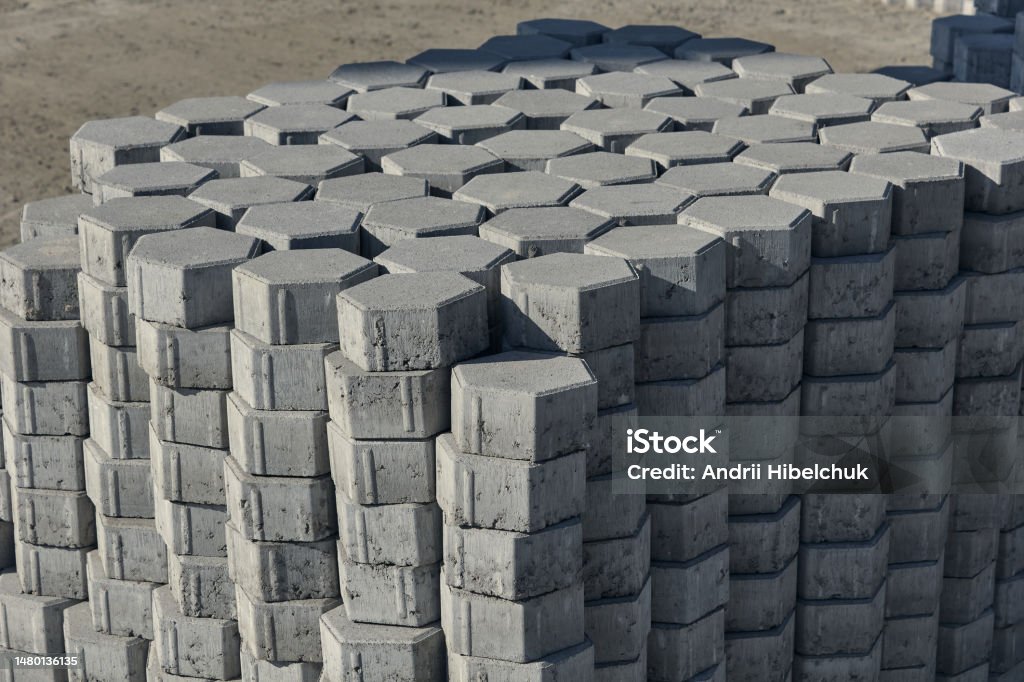 Stack Paving Gray Pavement Bricks For Pavement Road Stack Paving Stones Stacked In ...