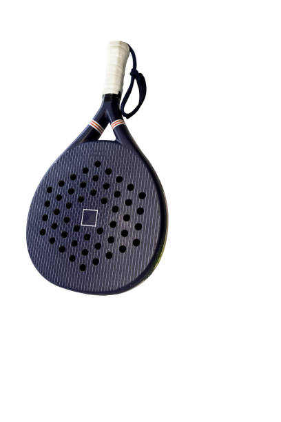 blue professional paddle tennis racket isolated on white background. portrait sport theme poster, greeting cards, headers, website and app