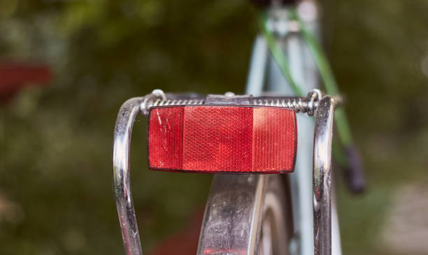 istock Red reflector on a vintage bicycle. Road safety for cyclists. 1480141416
