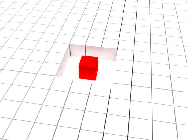 istock Abstract red cube on white cubic background 3D rendering stock photo 1480142132
