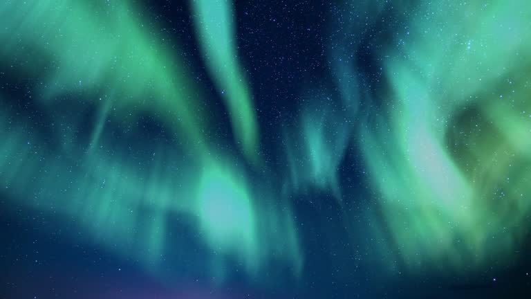 Northern Lights Aurora Green and Milky Way Galaxy Loop Northwest