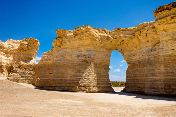 istock Monument Rock Chalk Formation with Natural Arch on a Sunny Day with Blue Sky 1480149127
