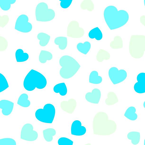 istock Colorful seamless pattern of light pink and turquoise hearts. Suitable for printing on textile, fabric, wallpapers, postcards, wrappers 1480149290