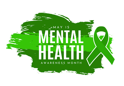 Mental Health Awareness Month background, May. Vector illustration. EPS10