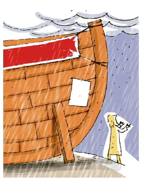 Vector illustration of Noah and Noah's Ark