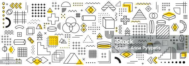 Retro Shape Element Geometric Shapes Set Retro Design Retro Elements Abstract Geometric ...