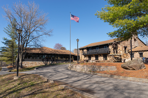Makanda, Illinois - United States - March 20th, 2023: Exterior of the Giant City State Park Lodge, built in 1930's, in Makanda, Illinois, USA.