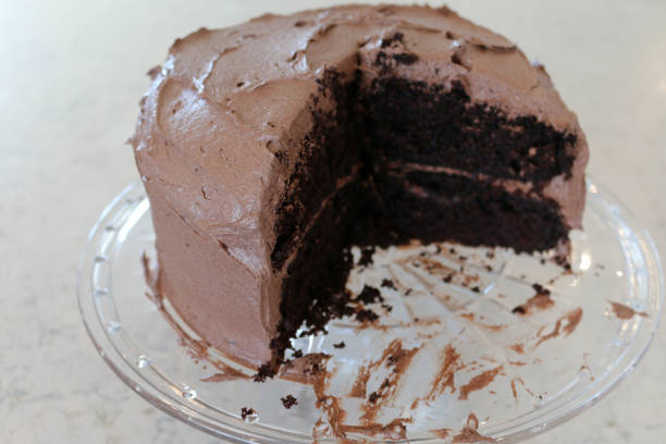 istock Close Up of Chocolate Cake on glass dish 1480159918