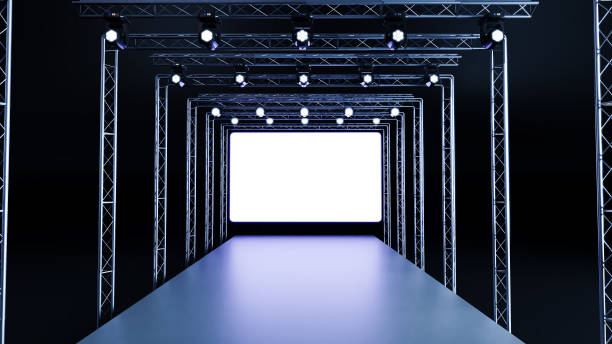 istock concert stage with metal frame, Empty stage with lightspots and speakers 1480161423