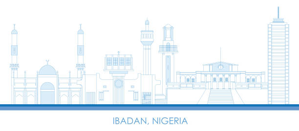 Outline Skyline panorama of city of Ibadan, Nigeria Outline Skyline panorama of city of Ibadan, Nigeria- vector illustration oyo state stock illustrations