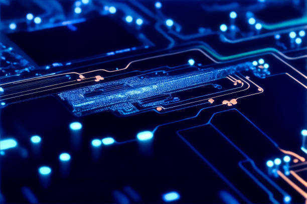 Immagini astratte di chip per computer, big data e concetti tecnologici - foto stock