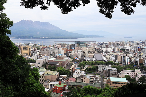 Scenery of Shiroyama Park overlooking the city of Kagoshima