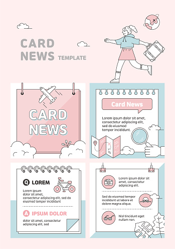 News Card Layout Card News Template Stock Illustration - Download Image Now - Note Pad ...