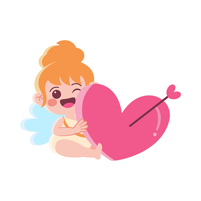 Cute Cupid Saint Valentine Illustration Isolated