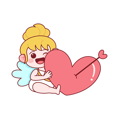 Cute Cupid Saint Valentine Illustration Isolated