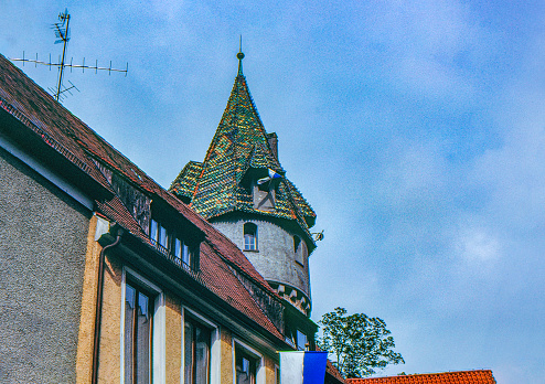 1989 old Positive Film scanned, The Green Tower, Ravensburg, Baden-Wurttemberg, Germany.