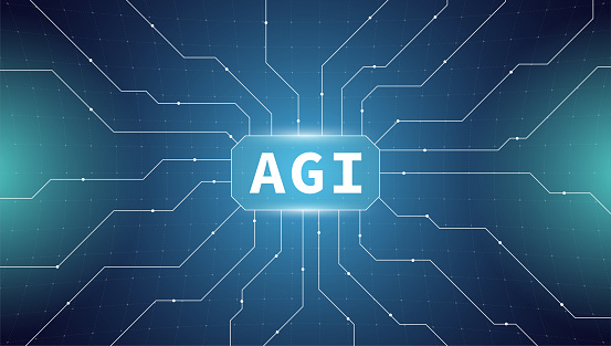 Vector banner showcasing AGI. AI chatbot leveraging OpenAI advanced Artificial General Intelligence and GPT technology for efficient digital interactions. Concept eps illustration