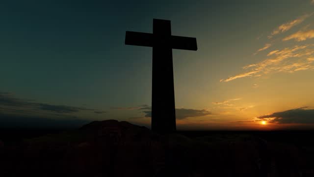 Christianity symbol at peace sunset sky