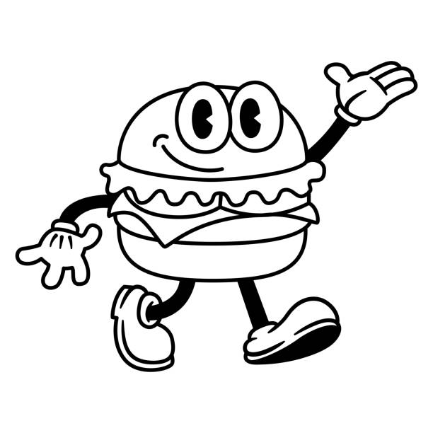 illustrations, cliparts, dessins animés et icônes de vector cartoon funny burger personnage mascotte isolé - cartoonist