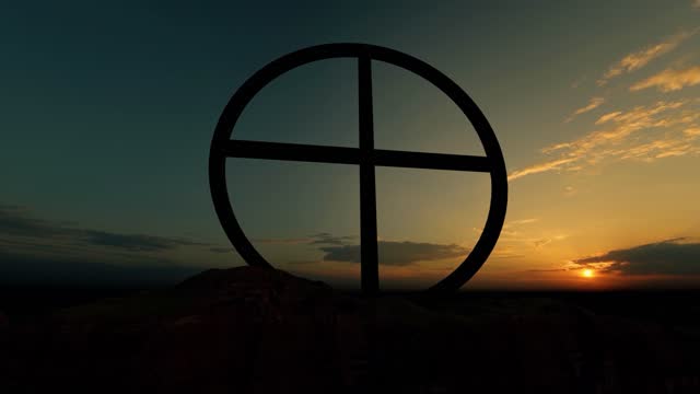 Native spirituality symbol at peace sunset sky
