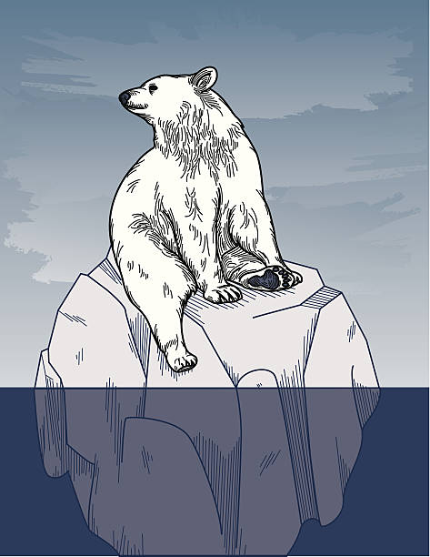 Polar Bear on Iceberg vector art illustration