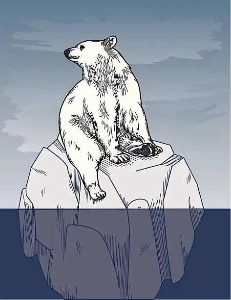 Vector illustration of Polar Bear on Iceberg
