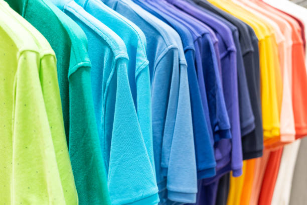 istock Cloth hanging on a rack in a store. 1480182471