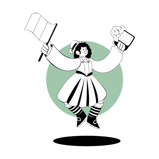 ilustrações, clipart, desenhos animados e ícones de vector cartoon leprechaun saint patricks dia isolado - saint patricks banner green beer patrick leprechaun hat