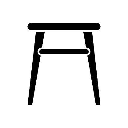 Stool icon. Black silhouette. Vertical front side view. Vector simple flat graphic illustration. Isolated object on a white background. Isolate.