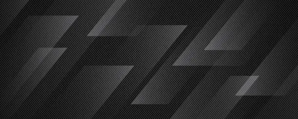 Vector illustration of 3D black geometric abstract background overlap layer on dark space with diagonal lines effect decoration. Modern graphic design element stripe style for banner, flyer, card, brochure cover, or landing page