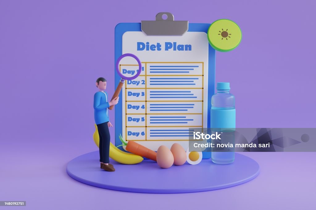 3d Illustration Of Diet Plan Nutrition For Weight Loss Calorie Control ...