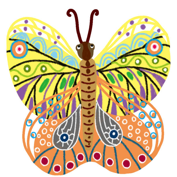 istock a butterfly with colorful wings on white background ' Hand drawn pastel, oil pastel and chalk illustration 1480193291