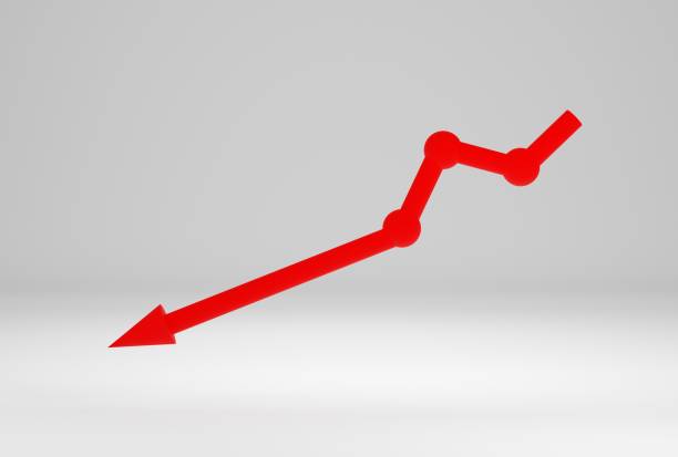 istock 3d render, red business 3d arrow on white background, Business concept, failed business, failed business sales, Business unsuccessful. 1480194576