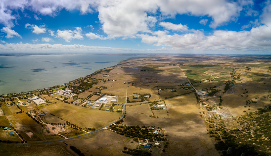 Aerial views of Meningie in rural South Australia