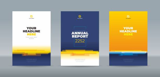 현대 추상 무작위 투명 막대 파란색 오렌지 흰색 색상 커버 템플릿 연례 보고서 - 책표지 stock illustrations