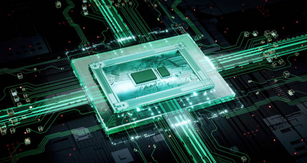 istock 3D rendering of cyberpunk AI. Circuit board. Technology background. Central Computer Processors CPU and GPU concept. Motherboard digital chip. Tech science background. 1480203262