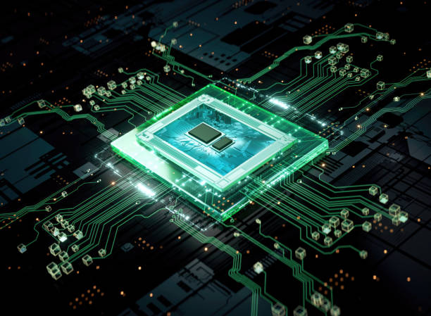 istock 3D rendering of cyberpunk AI. Circuit board. Technology background. Central Computer Processors CPU and GPU concept. Motherboard digital chip. Tech science background. 1480203266