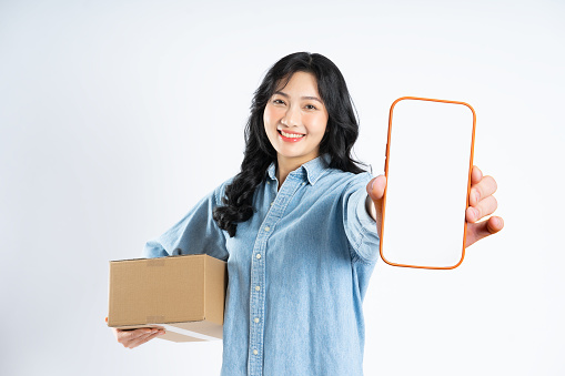 beautiful asian girl image on white background