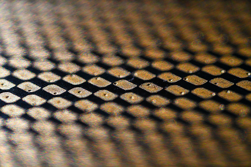 A close up of a computer CPU chip.