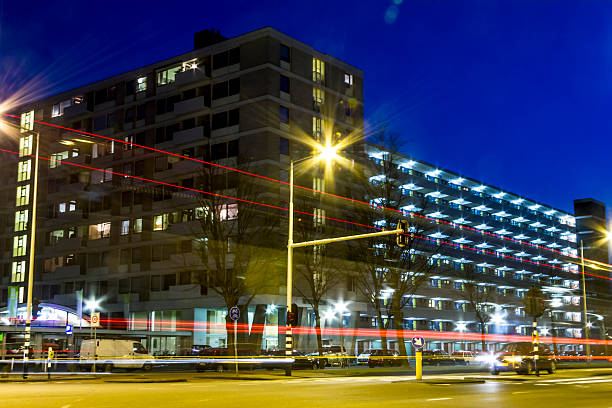 istock traffic through modern city at night in Amsterdam 148021685