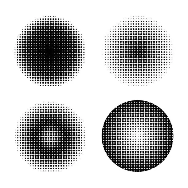 Vector illustration of Abstract circles points gradient. Retro halftone effect. Digital explosion. Vector illustration.