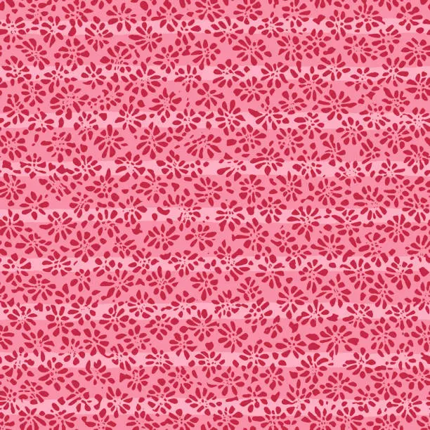 Vector illustration of Stamped Batik floral seamless pattern. Vector illustration background